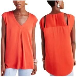 Maeve Anthropologie Ally Cupro Cut Out Sleeveless Blouse